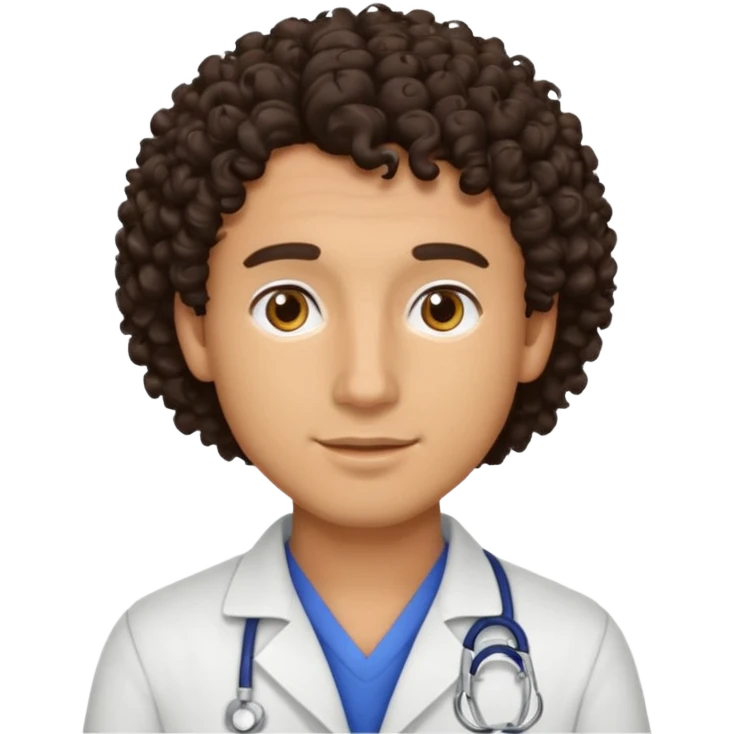 male dark brunette curly hair vet emoji