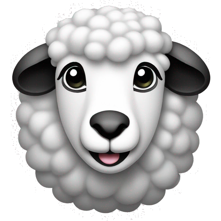 simple sheep face happy smiley icon, black and white,simple, 2d emoji