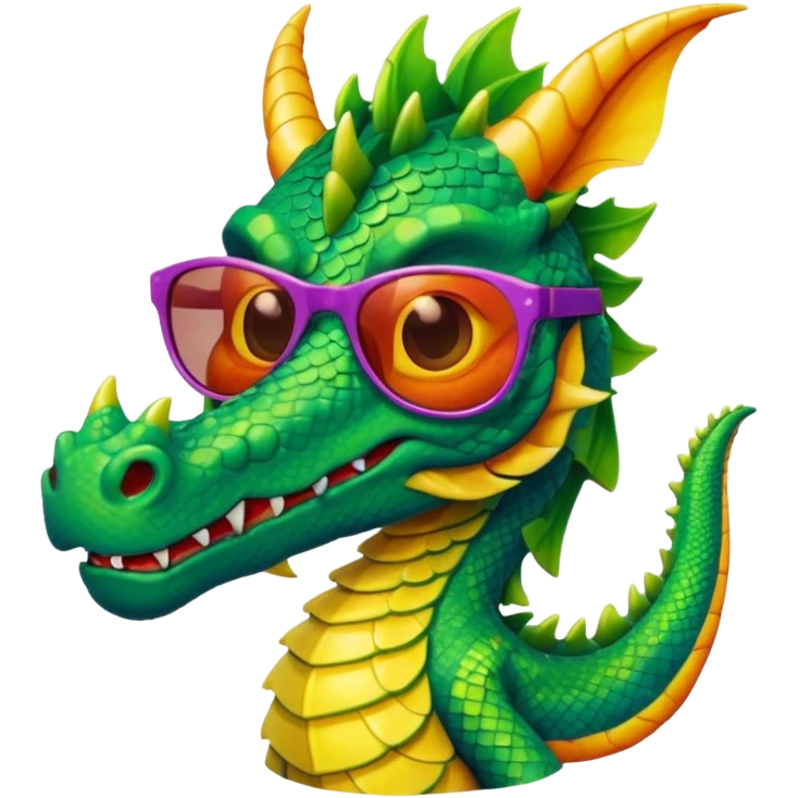 colorful dragon wearing sunglasses emoji