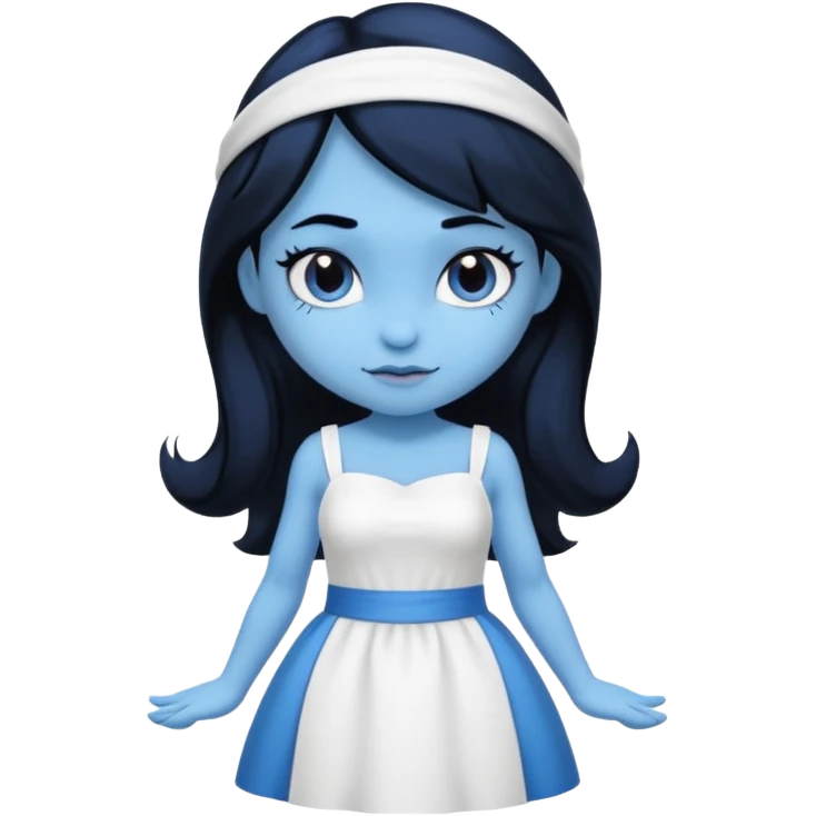 Smurffete with black hair and blue skin emoji