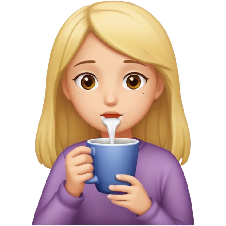 girl drinking from cup emoji