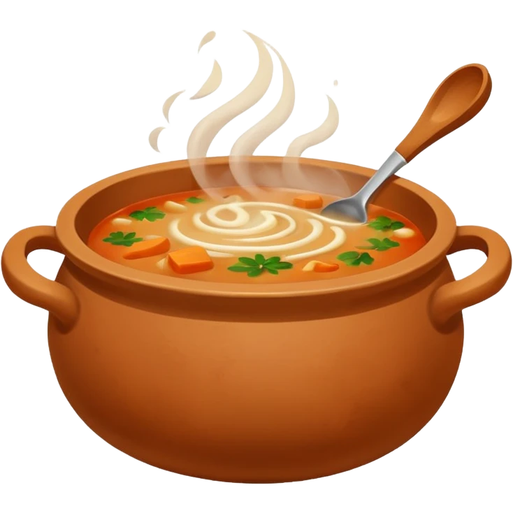 soup in clay, no spoon emoji