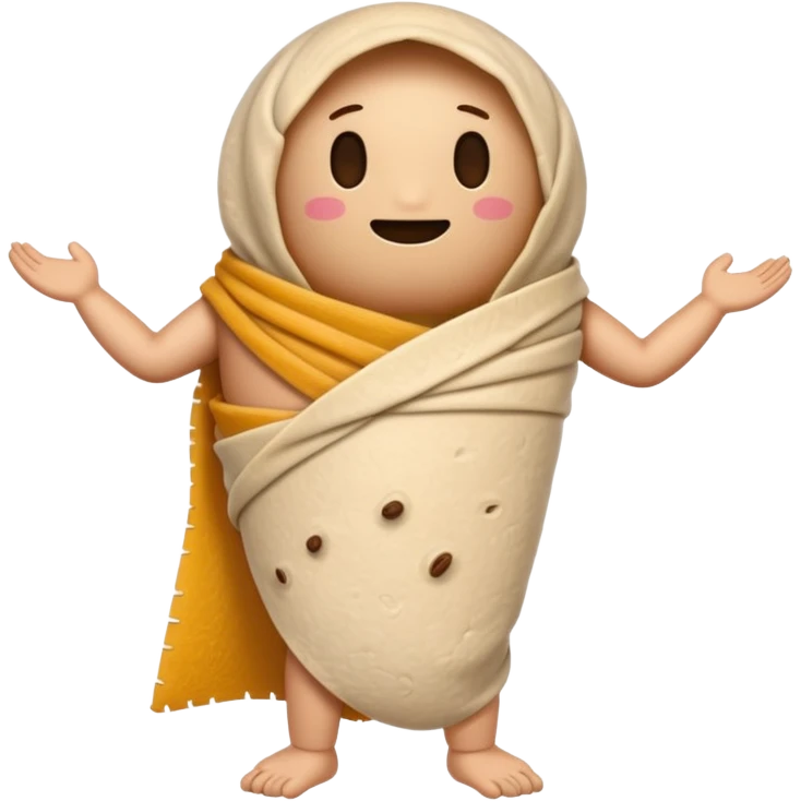 A burrito with arms and legs and no face emoji