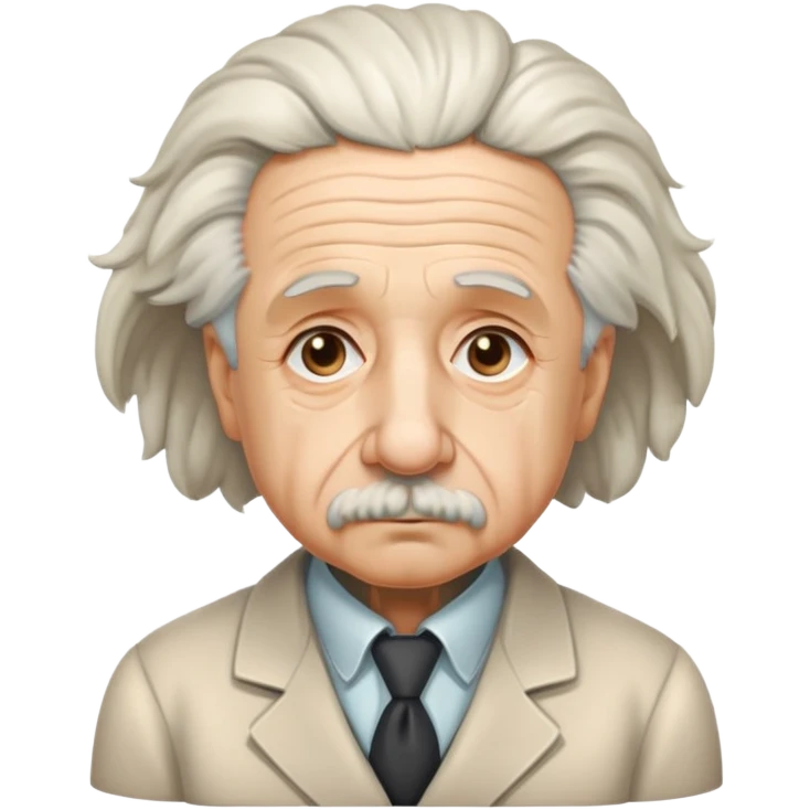 Albert Einstein with a sad expression emoji