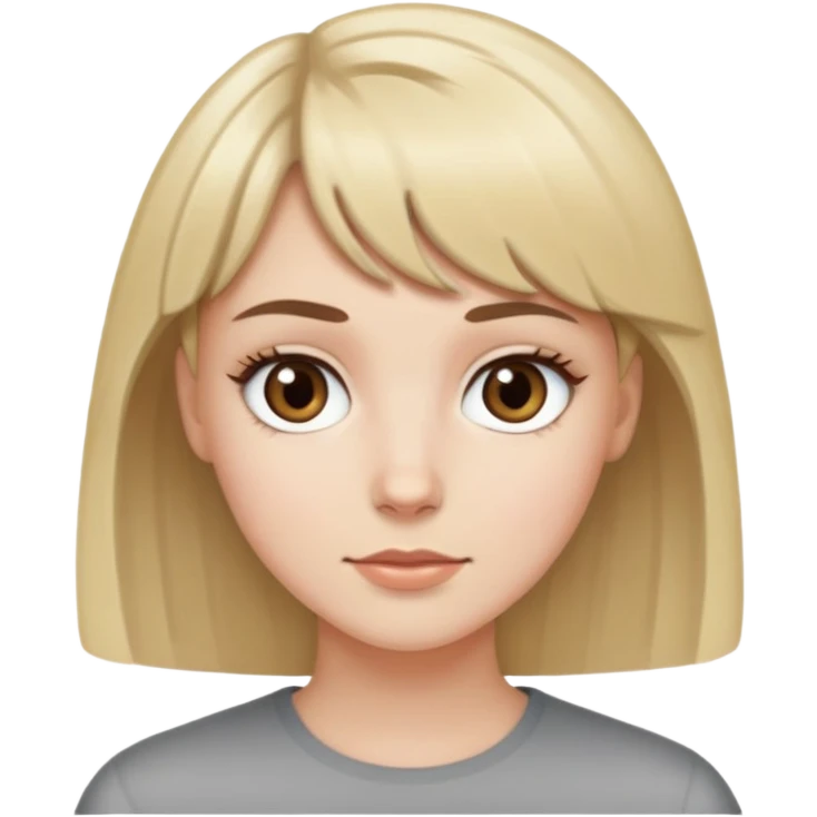 brown haired white girl with grey eyes and blonde white girl with short bangs and grey eyes emoji