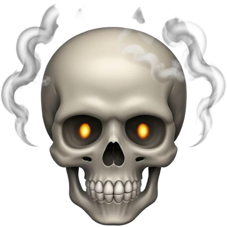 Make a skull emoji whose head is blasted off and smoke is coming from ...
