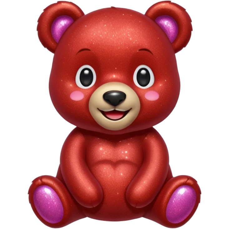 red glitter sweet bear Happy  emoji