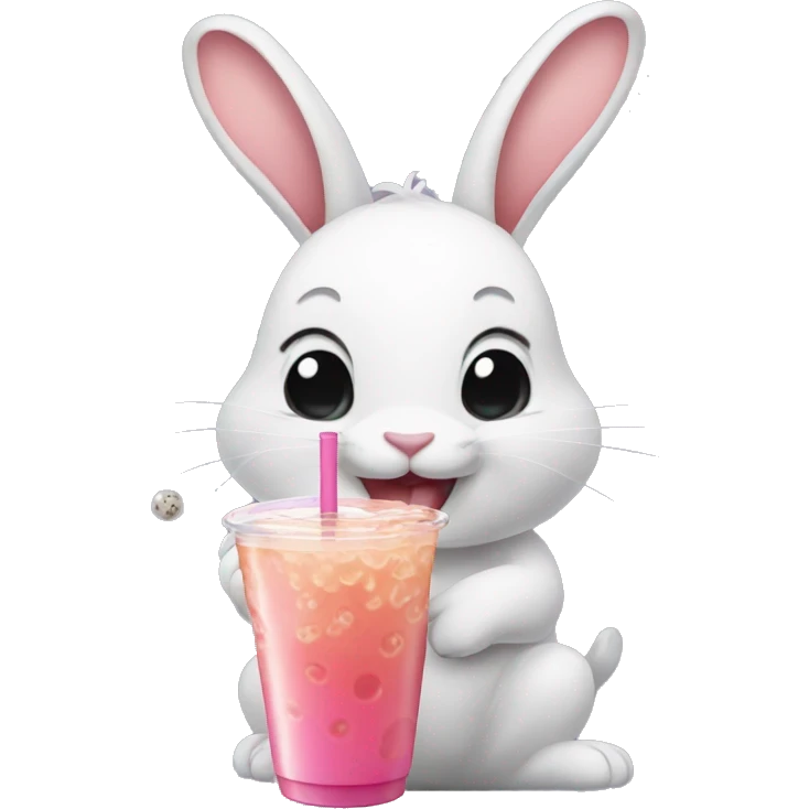 rabbit eating bubbletea emoji