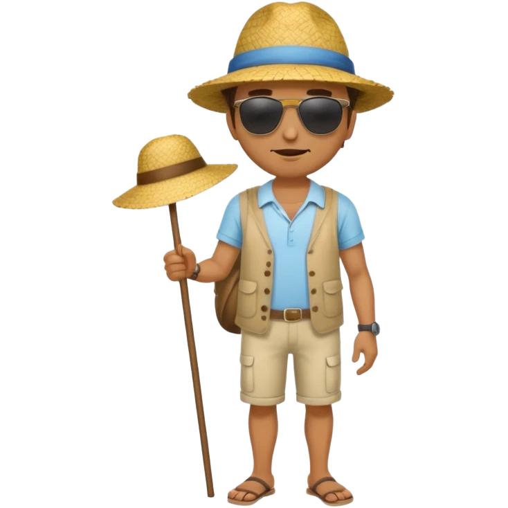 full body man with straw hat emoji