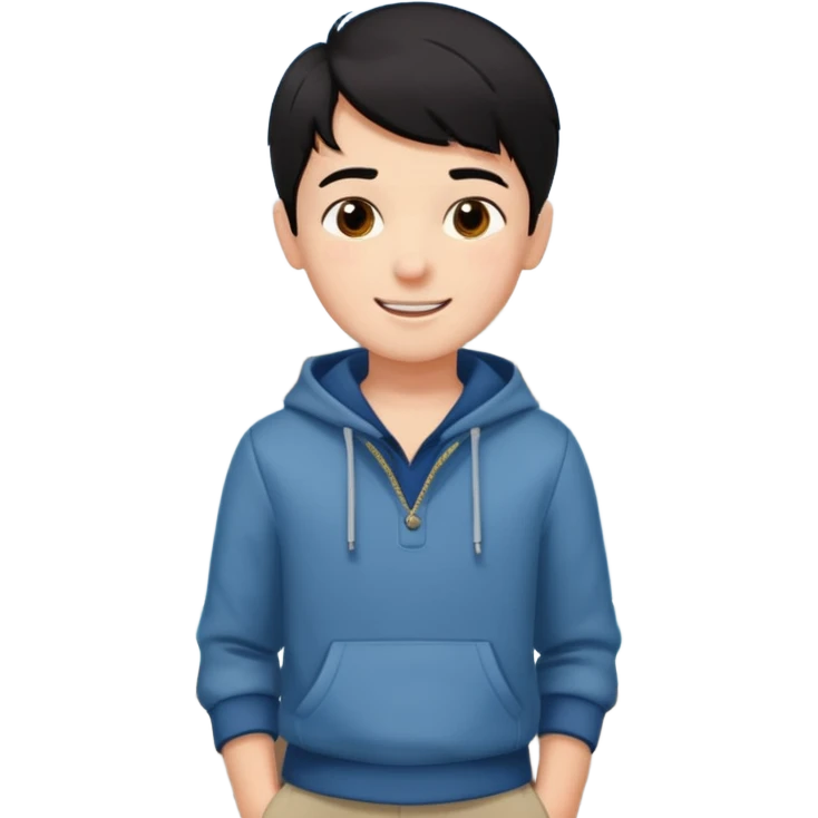  검정머리남자아이, 옷 입히고, 행복한 표정에, 배경 기득 심플하지 않게 키워드는 바다!!! emoji