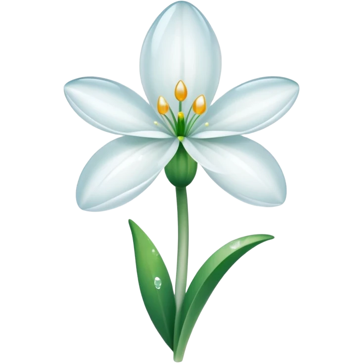 A pinterest magical snowdrop flower with a crystal  emoji