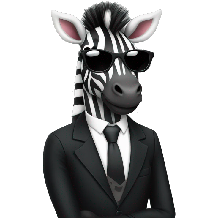 cool zebra in a black suit with sunglasses, looking sideways emoji