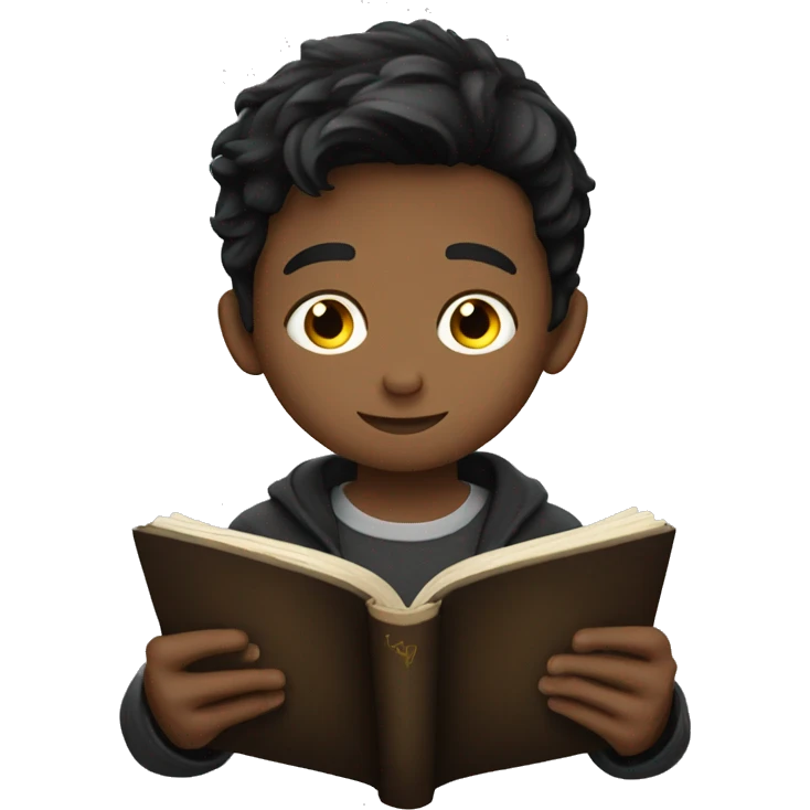 dark haired boy reading harry potter emoji