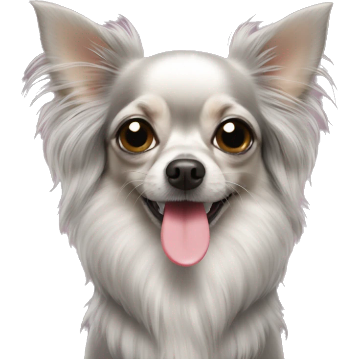 Grey long haired chihuahua drinking a martini emoji