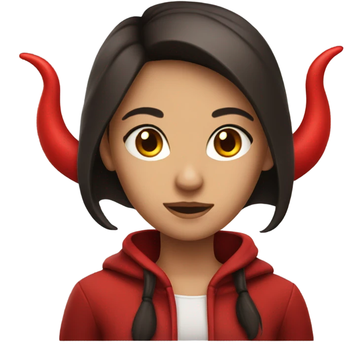 brunette girl with devil horns emoji