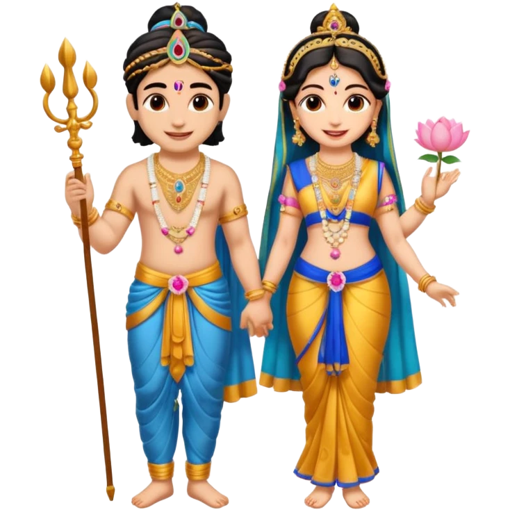 Krishna and Radha cute standing together with fuet emoji