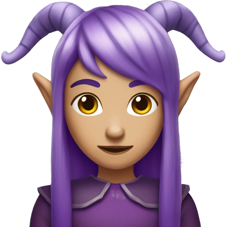 purple haired elf with purple horns emoji
