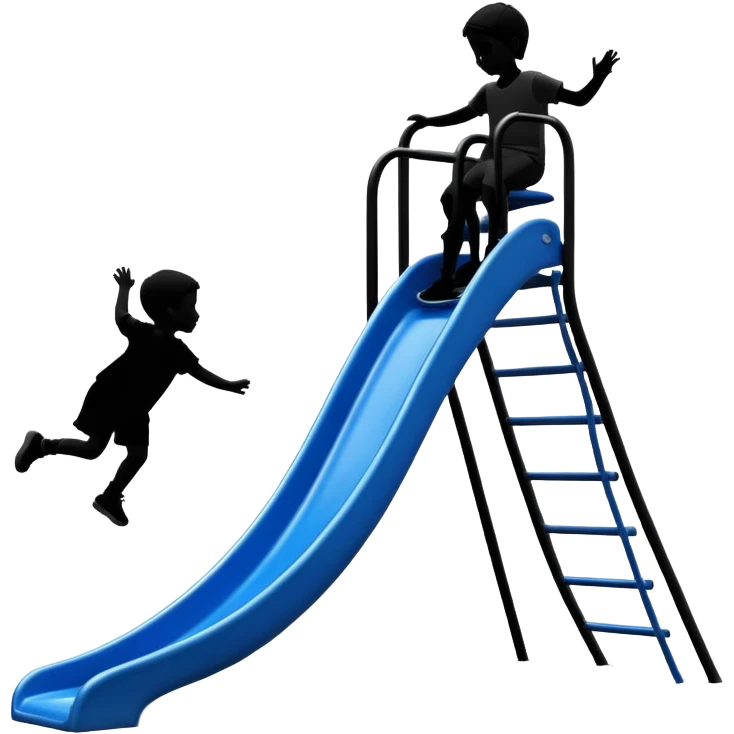 silhouette of a child sliding down a children's slide emoji