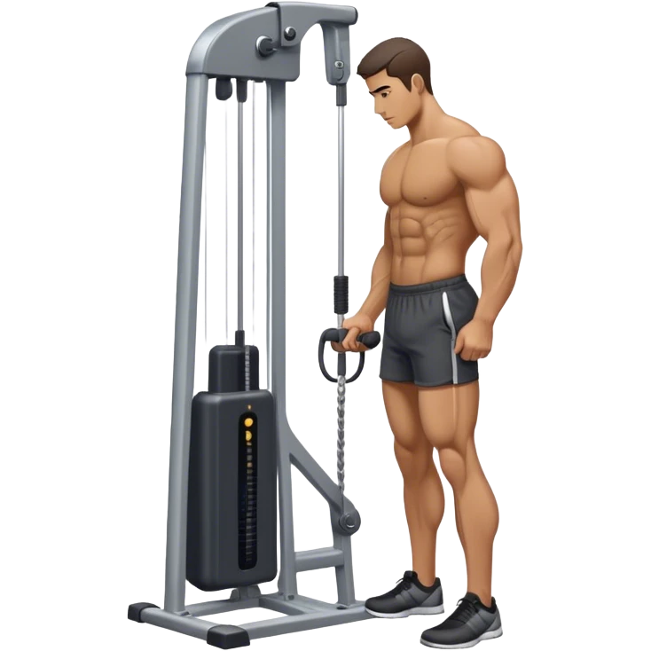 side-view man standing cable-machine tricep-pushdown emoji