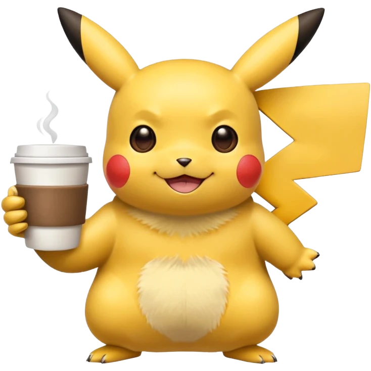 Pikachu with coffee emoji