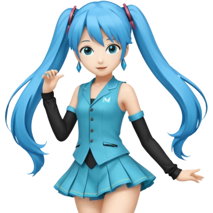 hatsune miku dancing in her classic outfit emoji