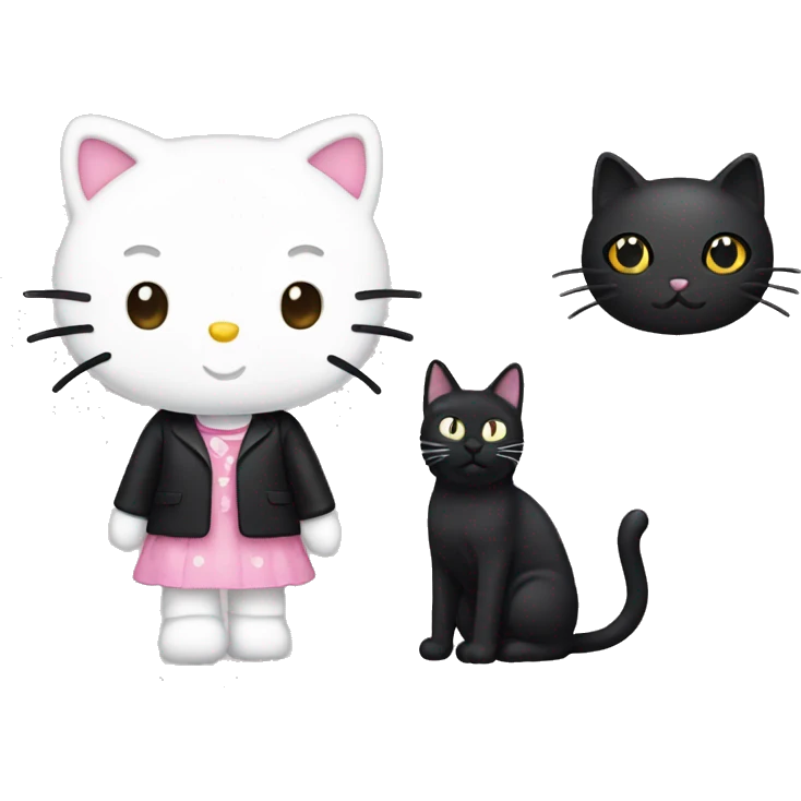 Hello kitty with a black cat  emoji