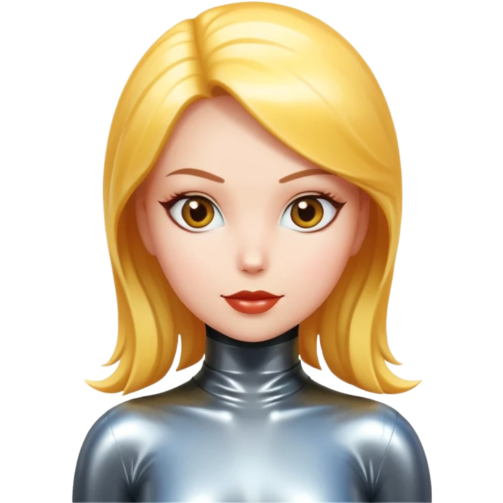 cartoon female character in a shiny latex suit emoji