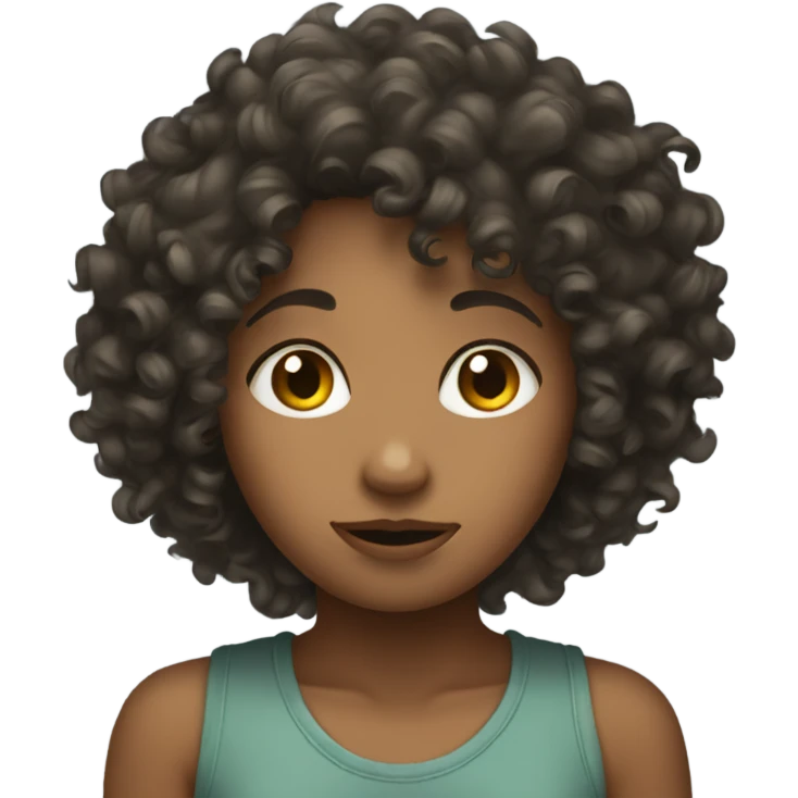 Curly haired girl hiding emoji