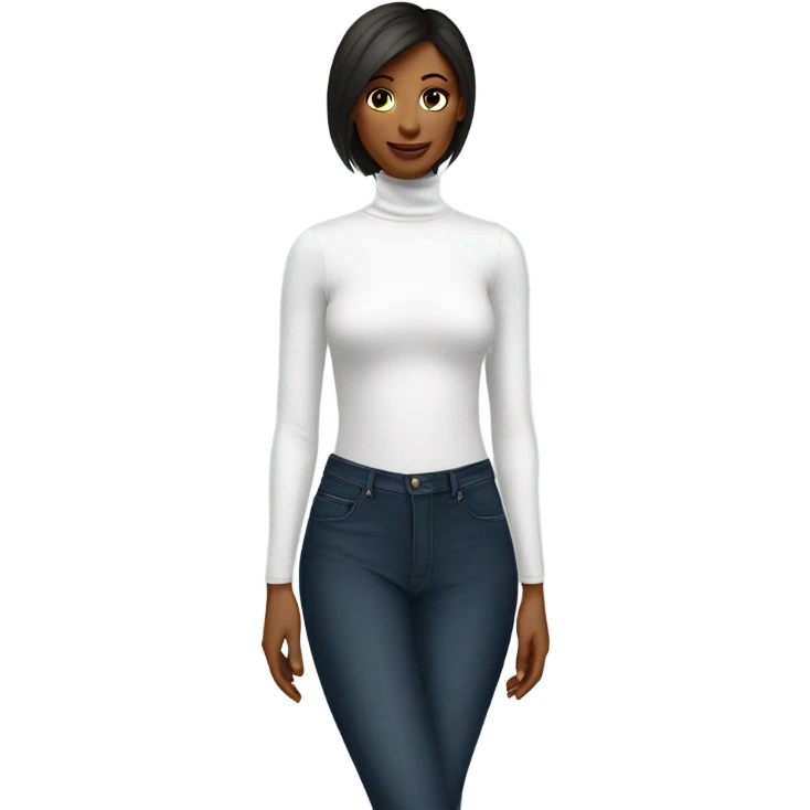 white long-sleeve turtleneck bodysuit emoji