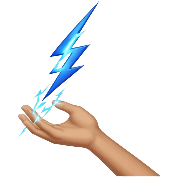 Hand catching a lightning bolt mid-air emoji