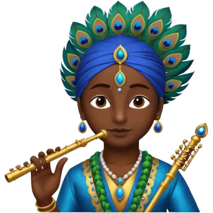 Krishna wearing feather and flute emoji