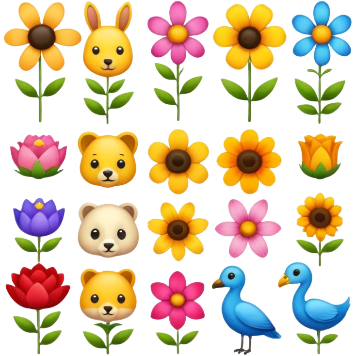 аnimals and flowers emoji