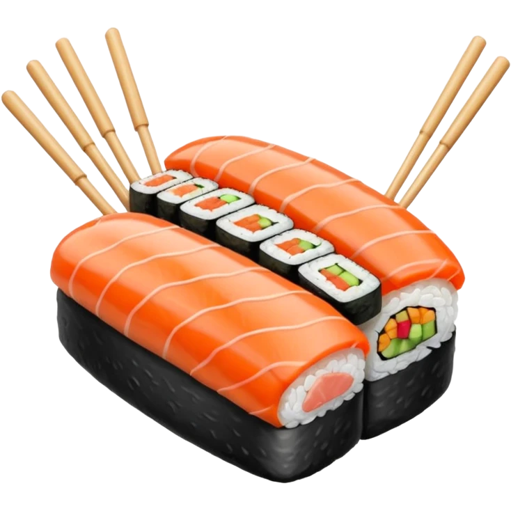 Sushi con palillos chinos y colores llamativos  emoji