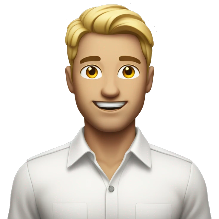 confident man in white shirt, White skin, running  emoji