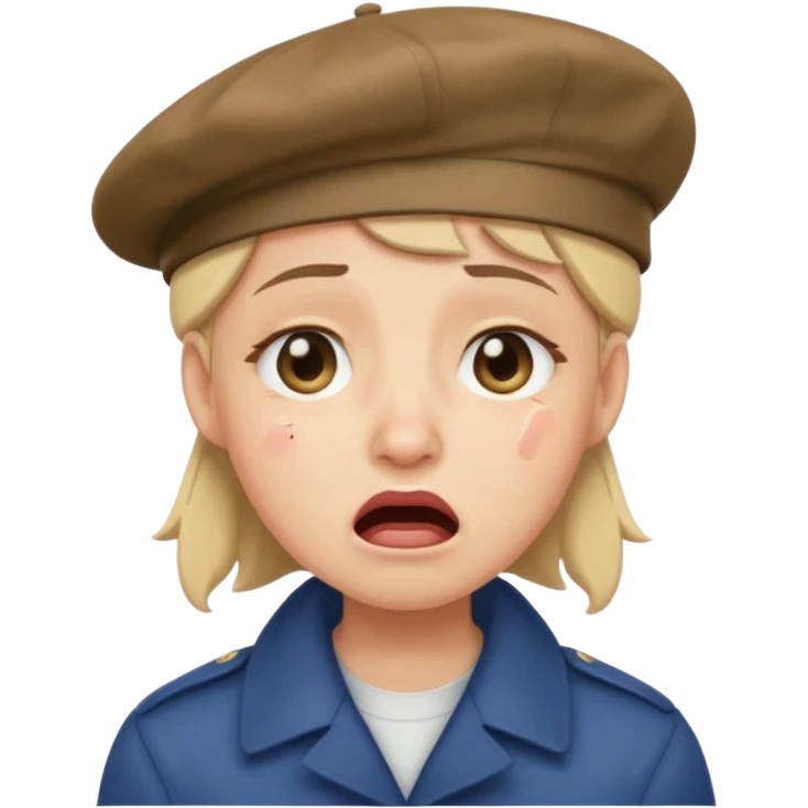 loudly crying face with beret emoji