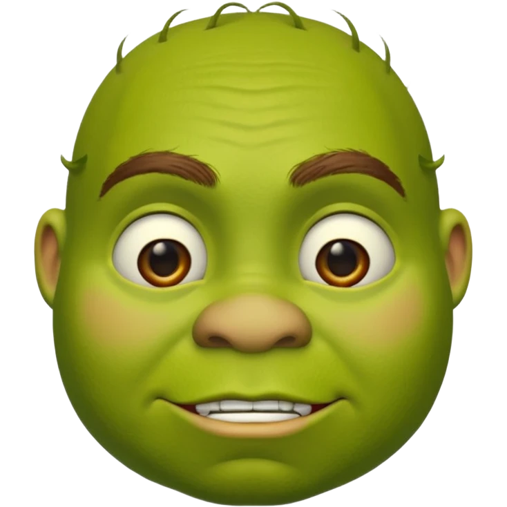 Shrek emoji face showing a 🤨 emoji