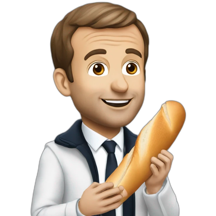 Emmanuel Macron eat a baguette emoji