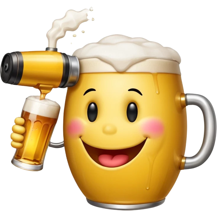 Smiley face shotgunning a beer.  emoji