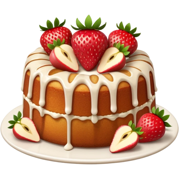 Strawberry poundcake with strawberries apple emoji  emoji