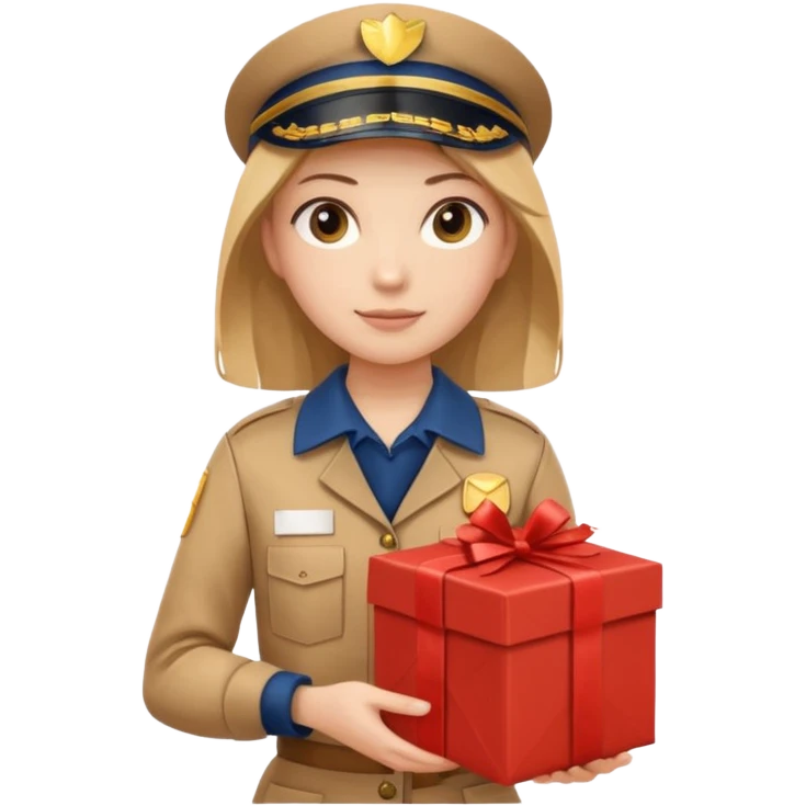 woman courier holding gift box emoji