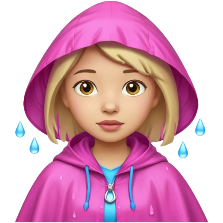 girl with pink rain poncho emoji
