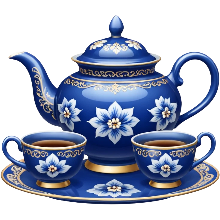 blue porcelain tea set  emoji