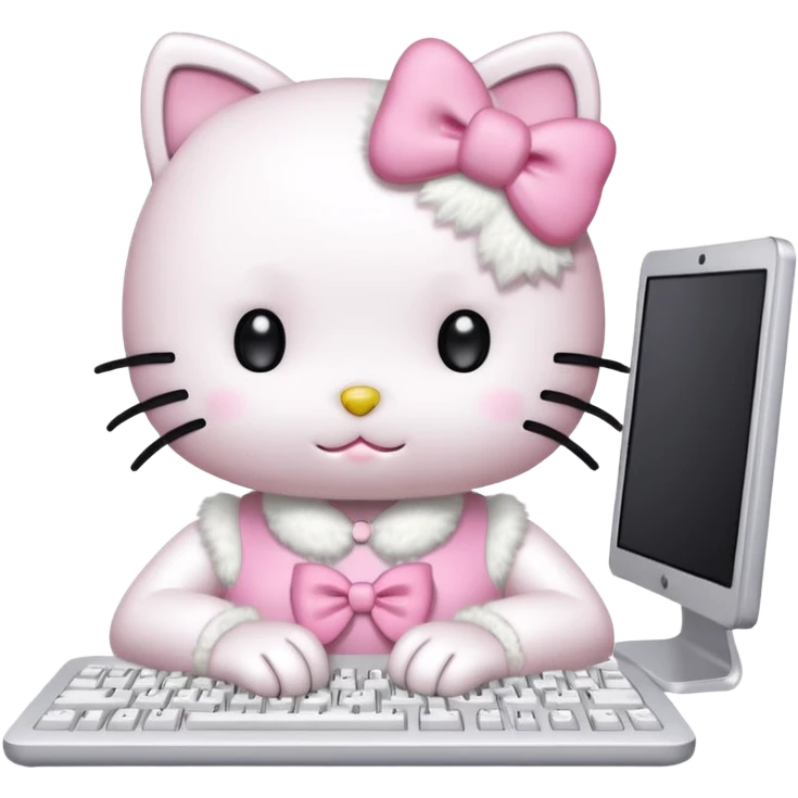 Hello kitty typing on a computer emoji