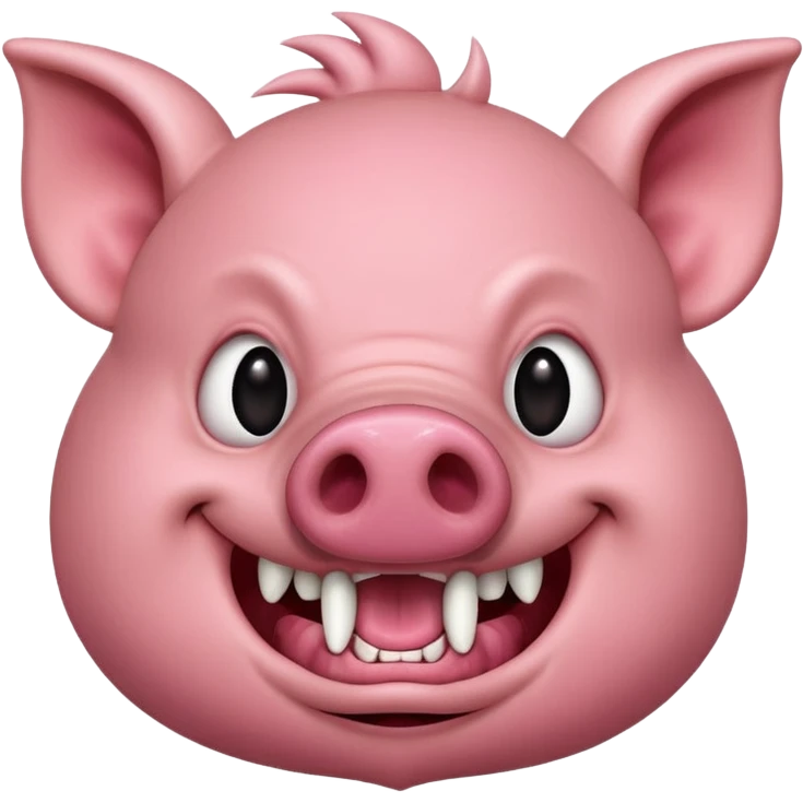 make a pig with a big scary smile emoji