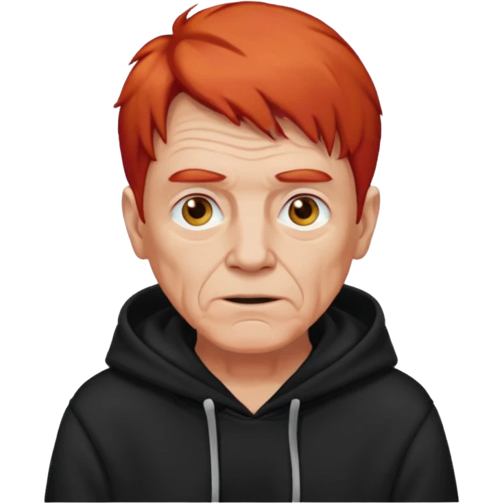 old man with red hair and black hoodie emoji
