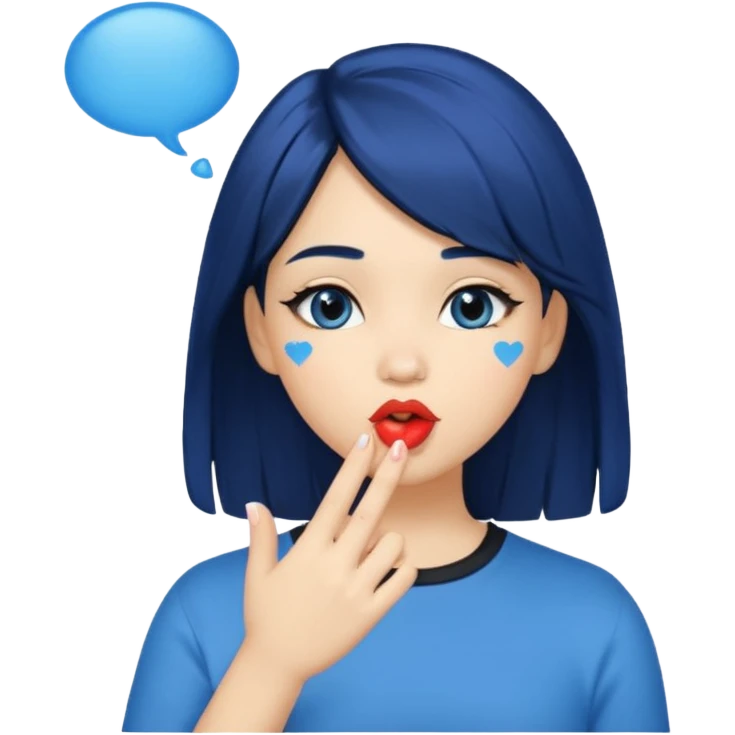 A human girl with blue black hair blowing kisses emoji