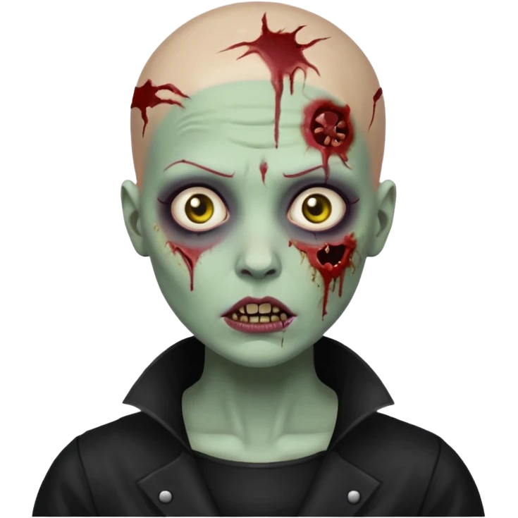 bald woman zombie black costume  emoji