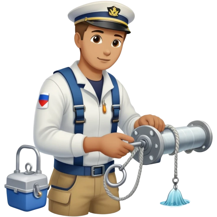 Russian sailor operating a winch to pull up sediment core samples from the sea bottom emoji
