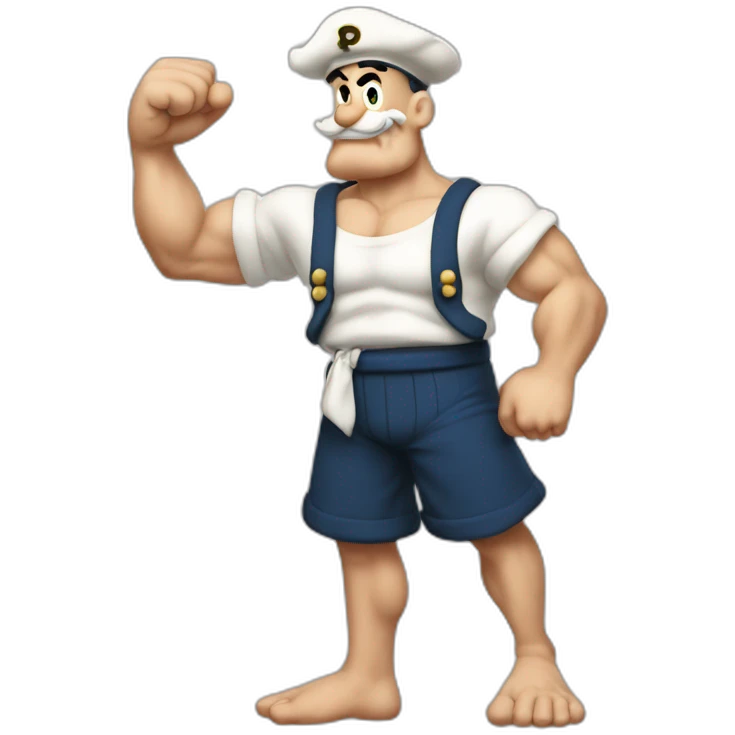 popeye the sailor show his left arm，full-body emoji