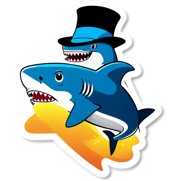 Shark with a top hat emoji